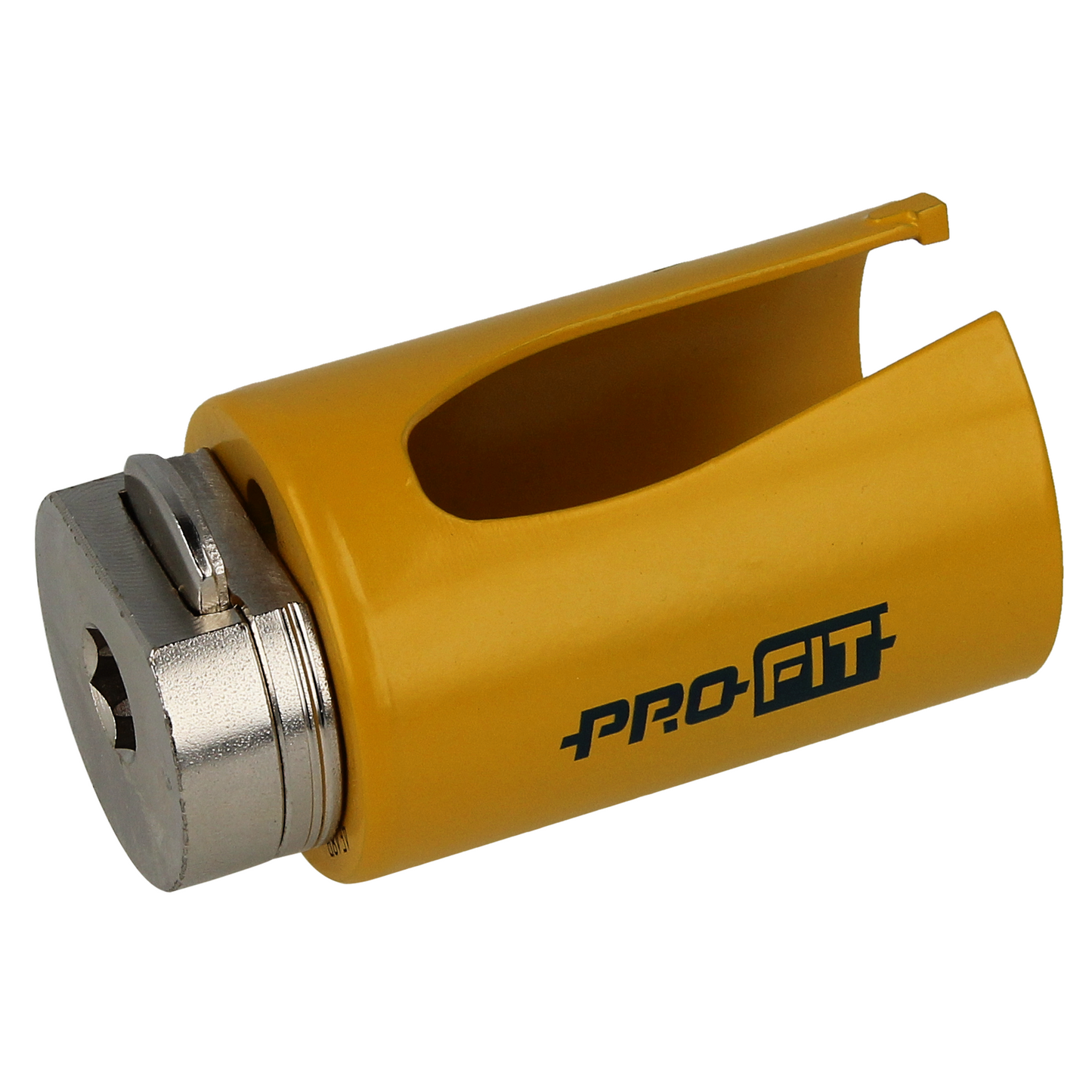 "Profit hullsag HM 44mm x L58mm med hardmetallspiss og integrert adapter, designet for presise og effektive boring i ulike tresorter uten misfarging eller brente fibre."