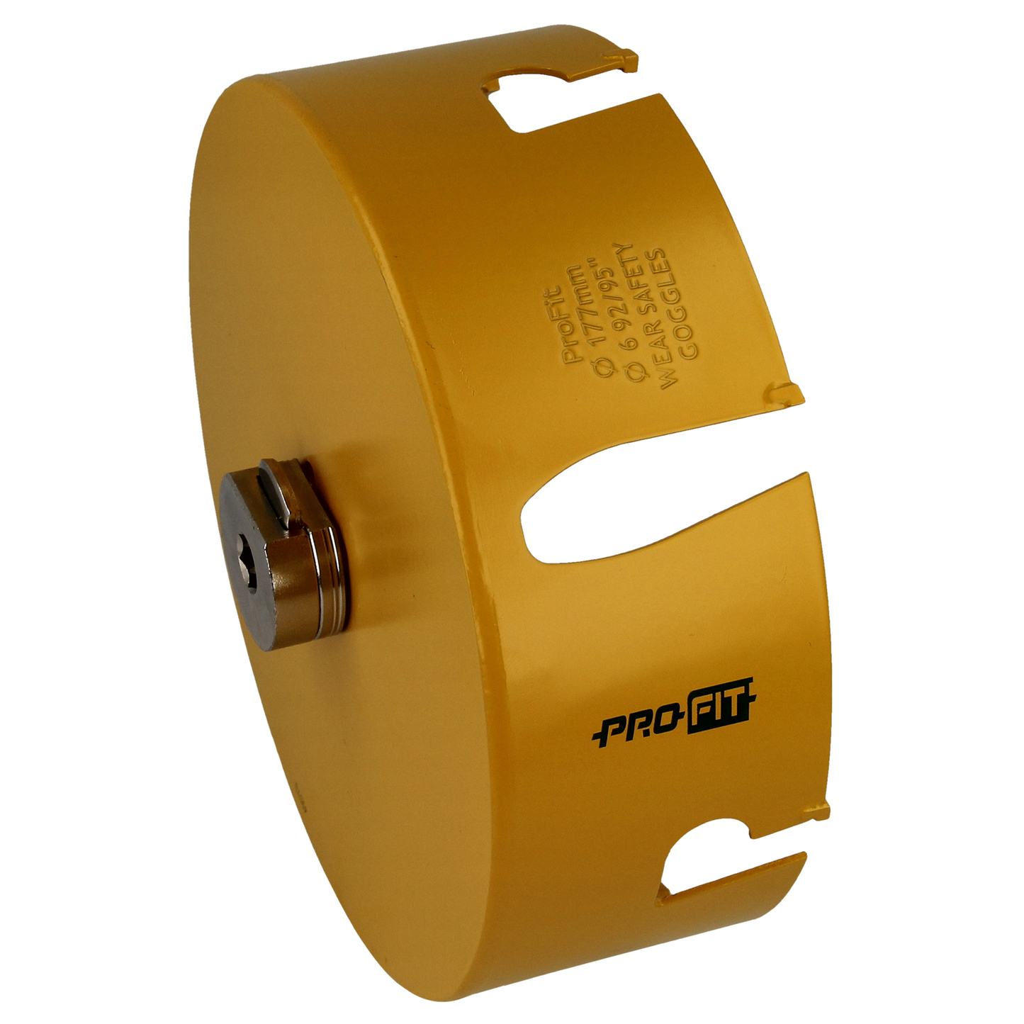 "Profit hullsag HM 177mm x L58mm med hardmetallspiss og integrert adapter, designet for presise installasjoner og rene kutt uten misfarging av treverket."