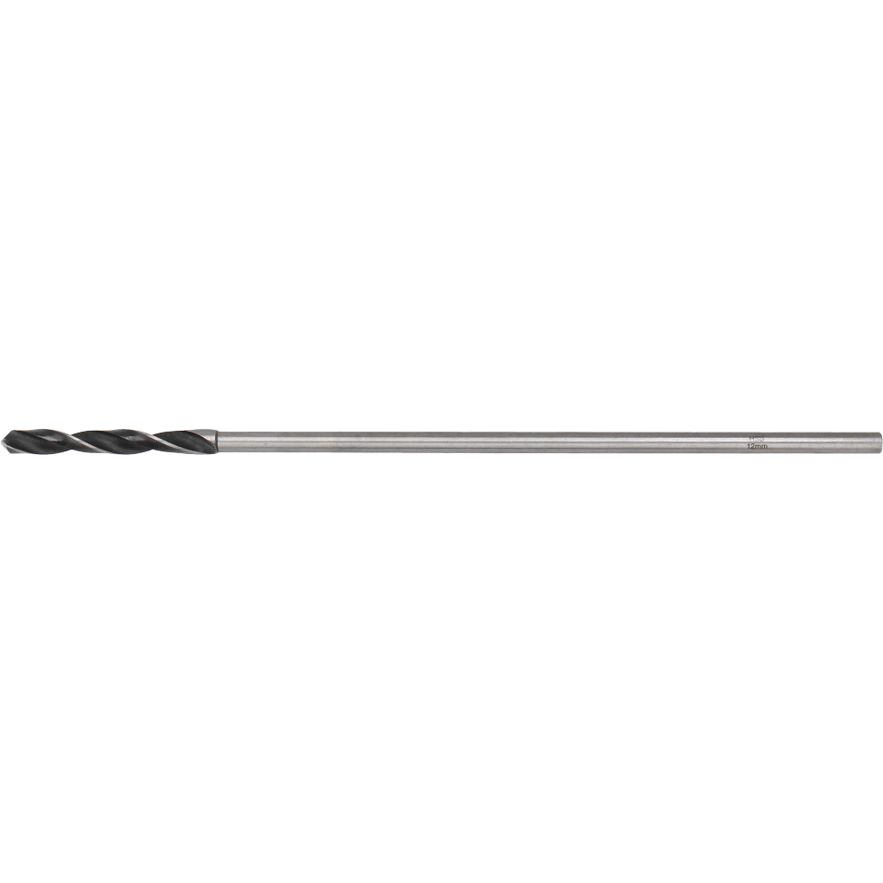 "Tecos Installasjonsbor 12x400mm med HSS-stålspisser og langt skaft, ideelt for boring i lette byggematerialer som tre, metall og gipsplater, perfekt for elektriske installasjoner og innvendig arbeid."