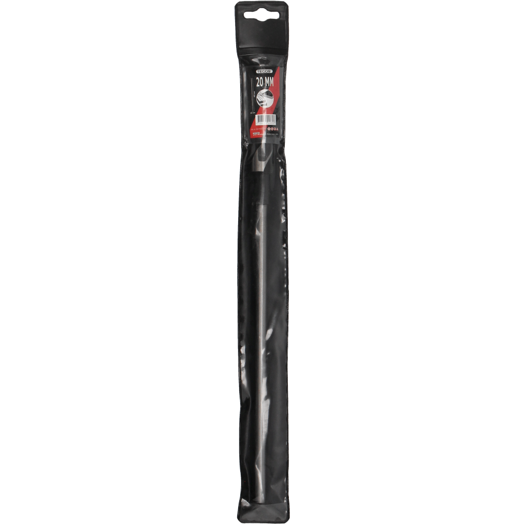 "Tecos Installasjonsbor 20x400mm med HSS-stålspisser og langt skaft, ideelt for presis boring i lette byggematerialer som metall, tre og gipsplater, designet for å redusere brudd og kompresjon."