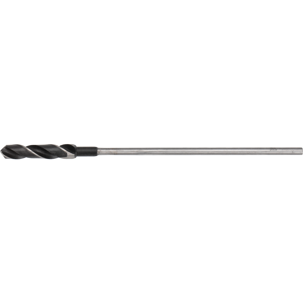 "Tecos Installasjonsbor 20x400mm med HSS-stålspisser og langt skaft, ideelt for presis boring i lette byggematerialer som metall, tre og gipsplater, designet for å redusere brudd og kompresjon."