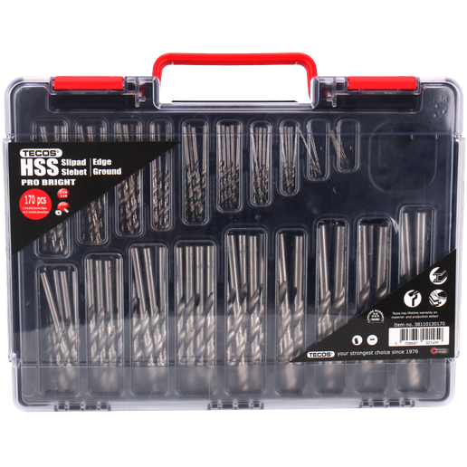 Tecos HSS bor -bor - Pro Bright metallborsett, 170 deler: 1-10 mm