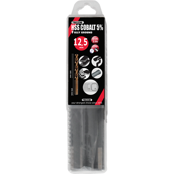Tecos HSS bor -Cobalt bor 12,5x151 mm. DIN338 Box 5 stk.