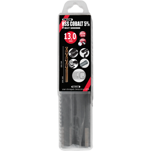 Tecos HSS bor -Cobalt bor 13,0x151 mm. DIN338 Box 5 stk.