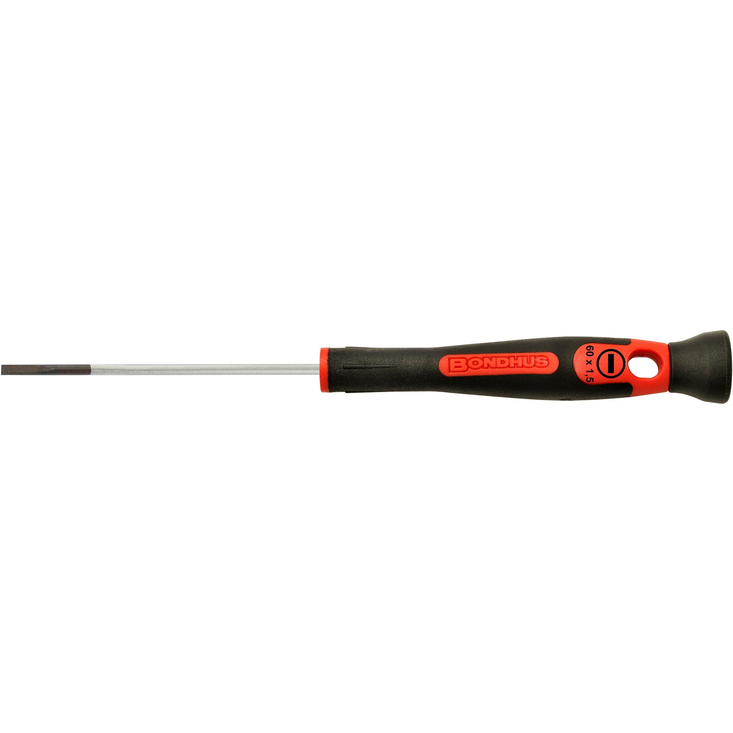 "Bondhus skrutrekker rett 2,5x150mm med ergonomisk PrecisionGrip-håndtak, slitesterk CrMo-stålblad og roterbar endekappe, perfekt for presise arbeidsoppgaver."