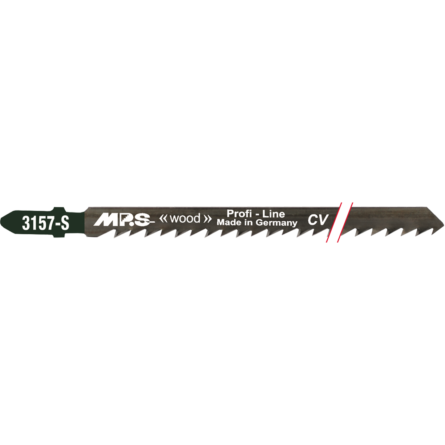 "MPS Stikksagblad 3157-S, 250 mm CrV 6 tpi, høykvalitets stikksagblad for presise og raske kutt i myke tresorter, designet for både profesjonelle og hobbybrukere."
