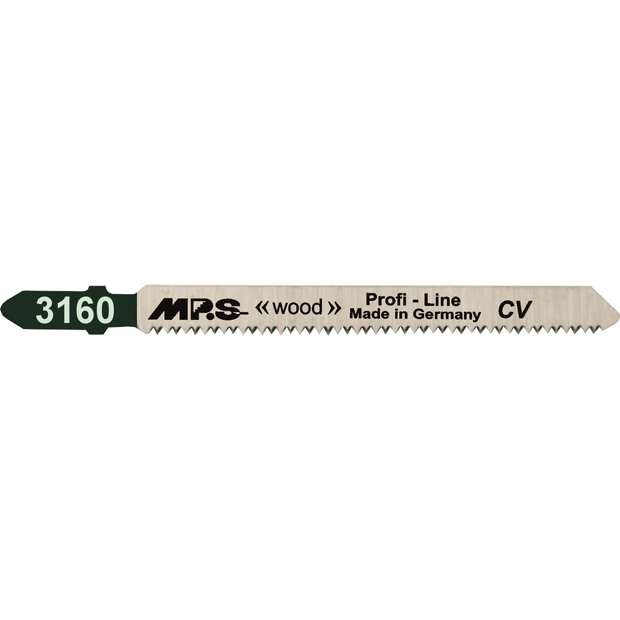 MPS Stikksagblad 3160, 5 stk. 100 mm CrV 17 tpi, høykvalitets stikksagblad for presise kutt i laminat, PVC og pleksiglass, designet for profesjonelle og hobbyhåndverkere.