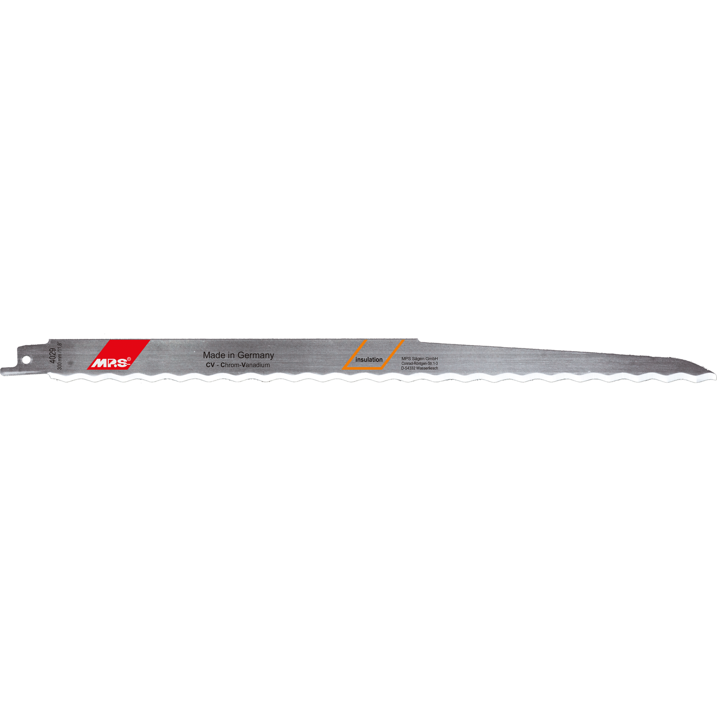 MPS Bajonettsagblad 4029, 300 mm CrV, 2 stk - høykvalitets sagblad for effektiv kutting av kork, tepper, lær, gummi og isolasjonsmaterialer.