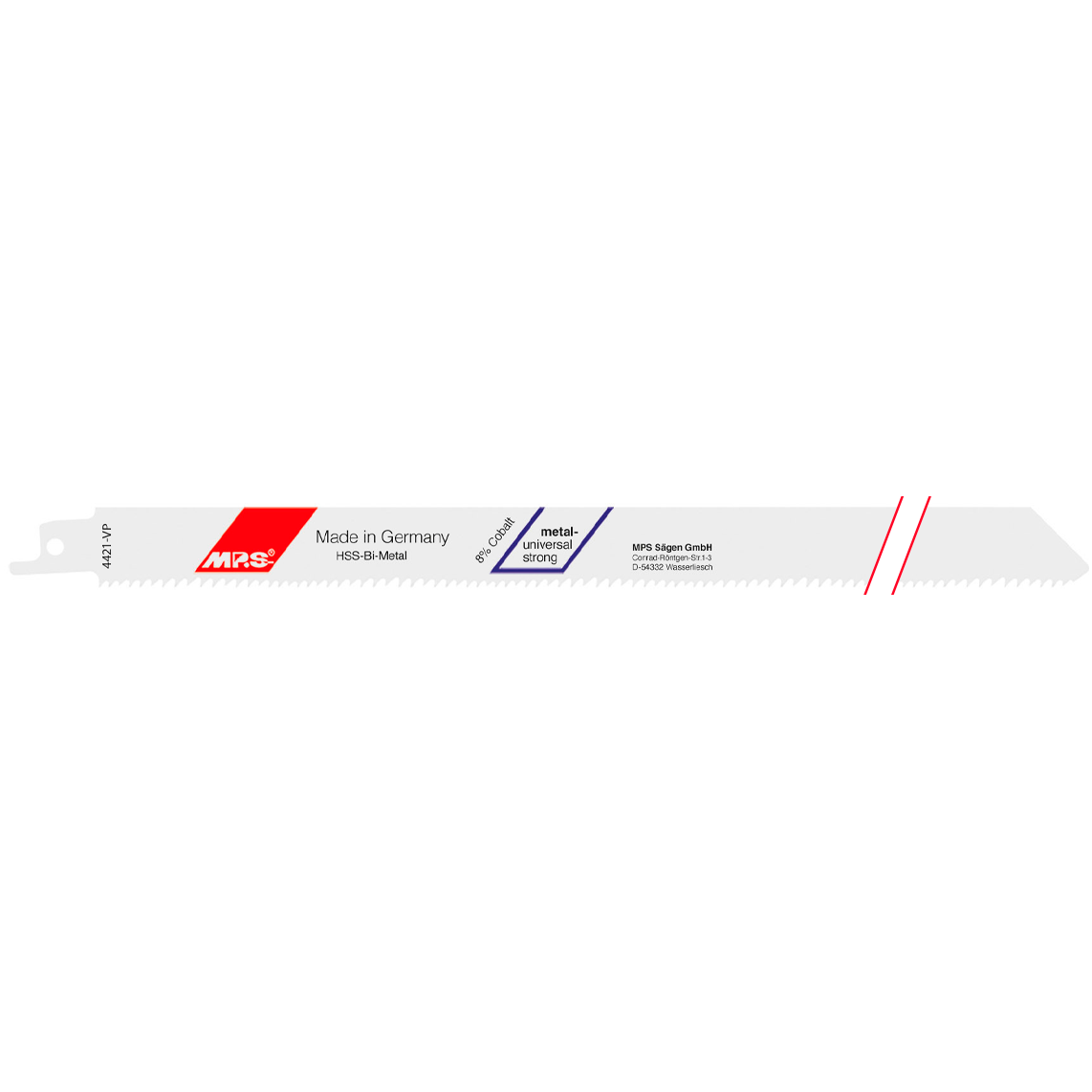 MPS Bajonettsagblad 4421-VP, 300 mm bimetall sagblad for tunge profiler, pakke med 5 stk, designet for presis kutting av stålprofiler.