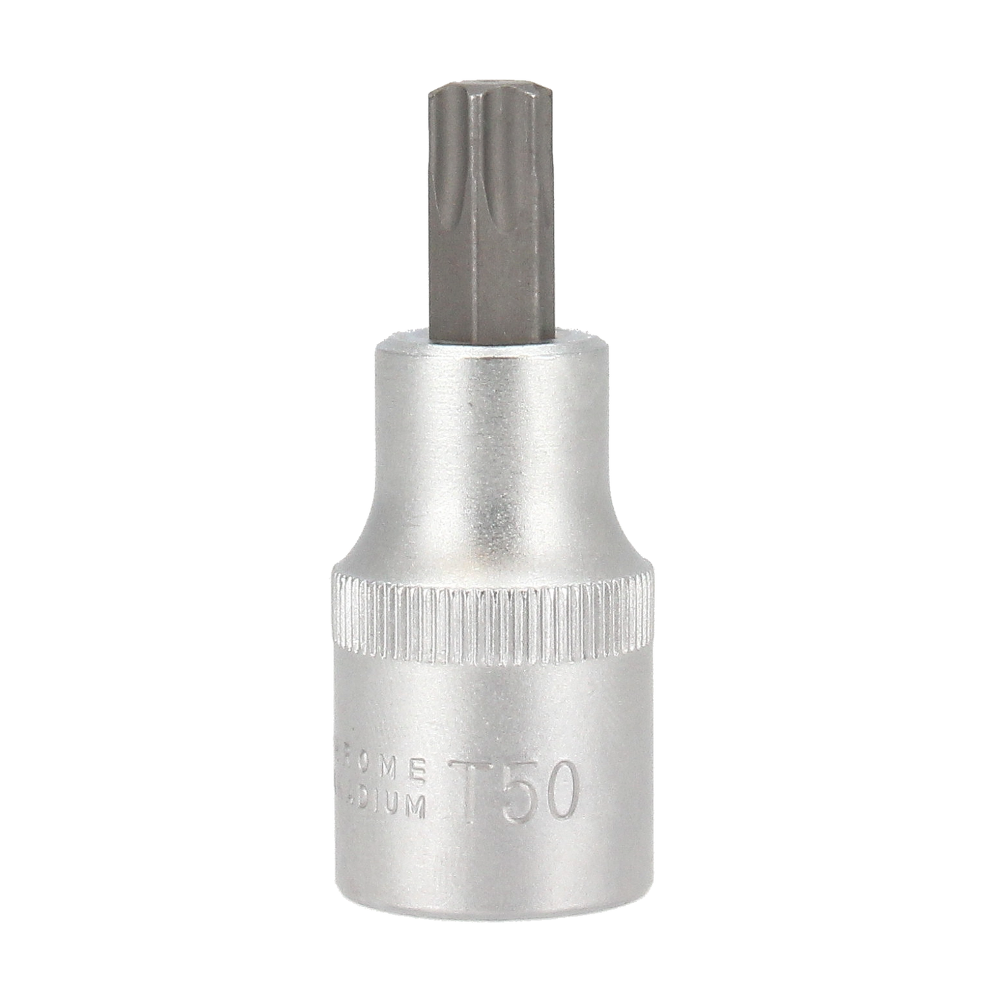 Tecos Torx Bitspipe TX50 × L55 mm × 1/2" med S2 Torx-spiss og rillet design for optimalt grep og høyt moment, laget av krom vanadium for industrikvalitet og holdbarhet.