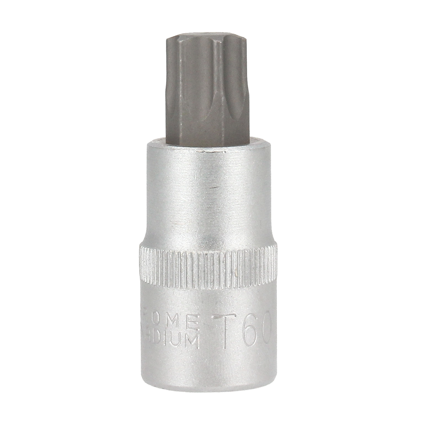 Torx Bitspipe TX60 × L55 mm × 1/2" i krom vanadium, industrikvalitet, med riblet overflate for bedre grep, ideell for høyt moment og presise mekaniske oppgaver.