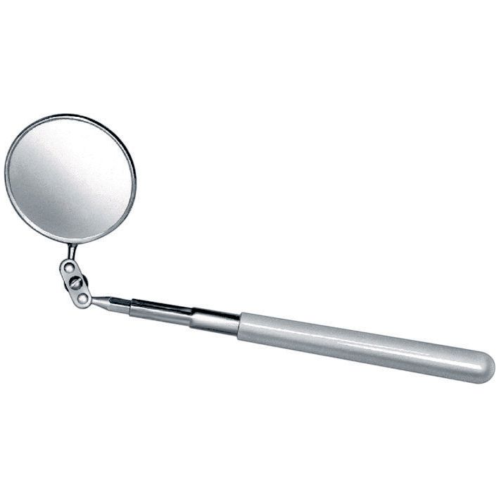 "Tecos Teleskopspeil med en diameter på 57 mm, justerbart og forlengbart, med vinylkledd håndtak for bedre grep, ideelt for inspeksjon og tilpasning."