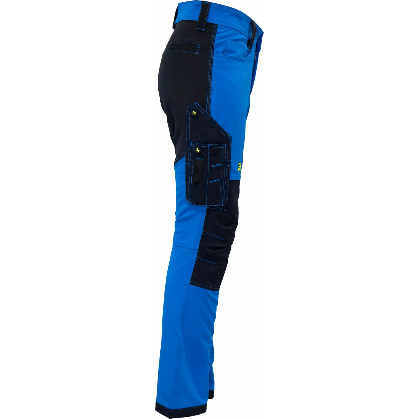 3X Pizol Bukse Uforet Standard ben med knelomme Softshell Lys Blå