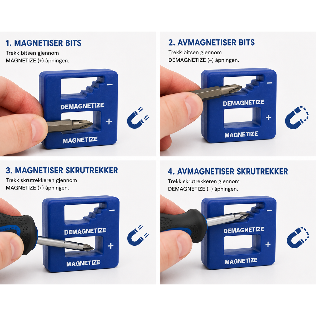 Magnetiseringsblokk for bits og skrutrekkere