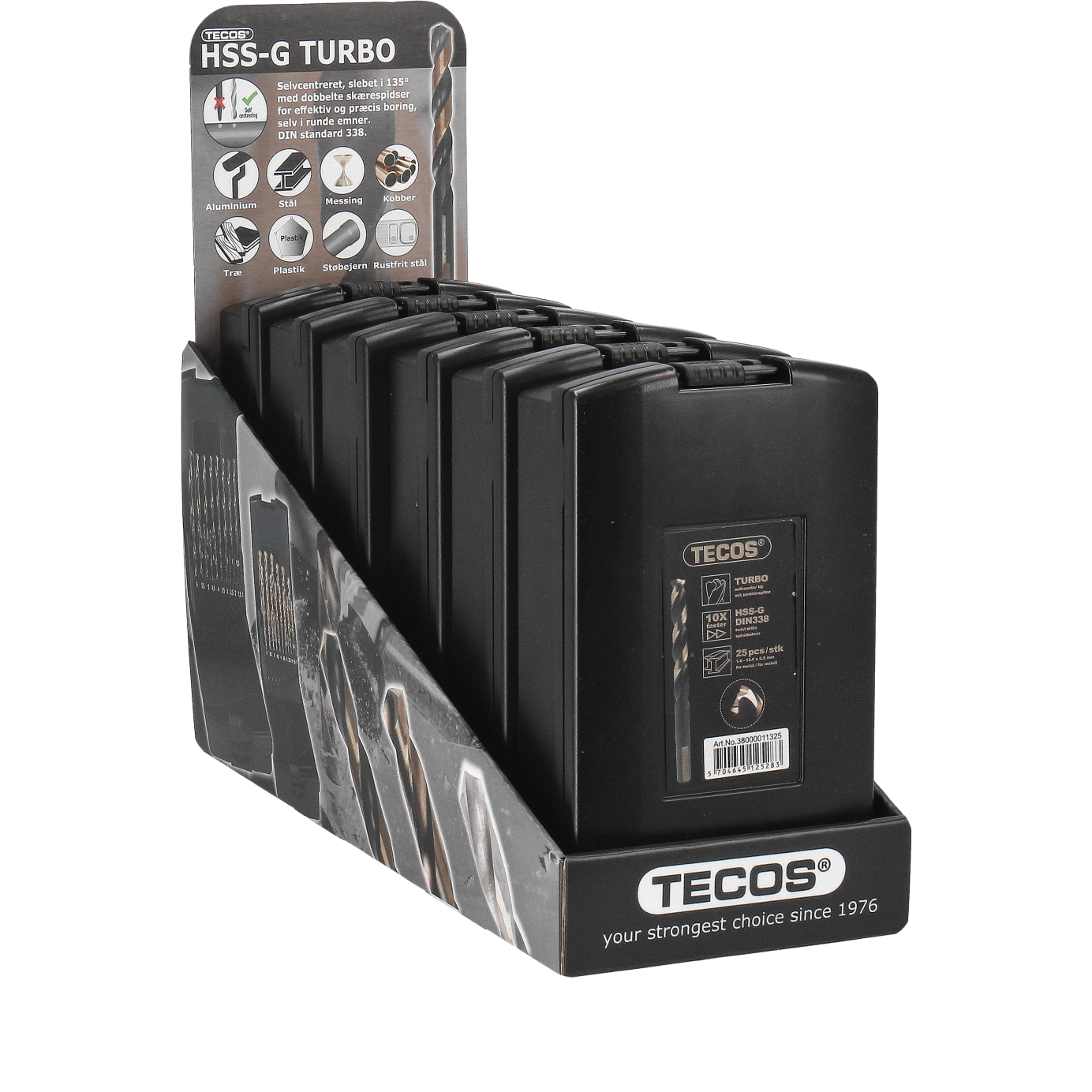 Tecos HSS bor Turbo-G metallborsett, 25 deler 2-skjær