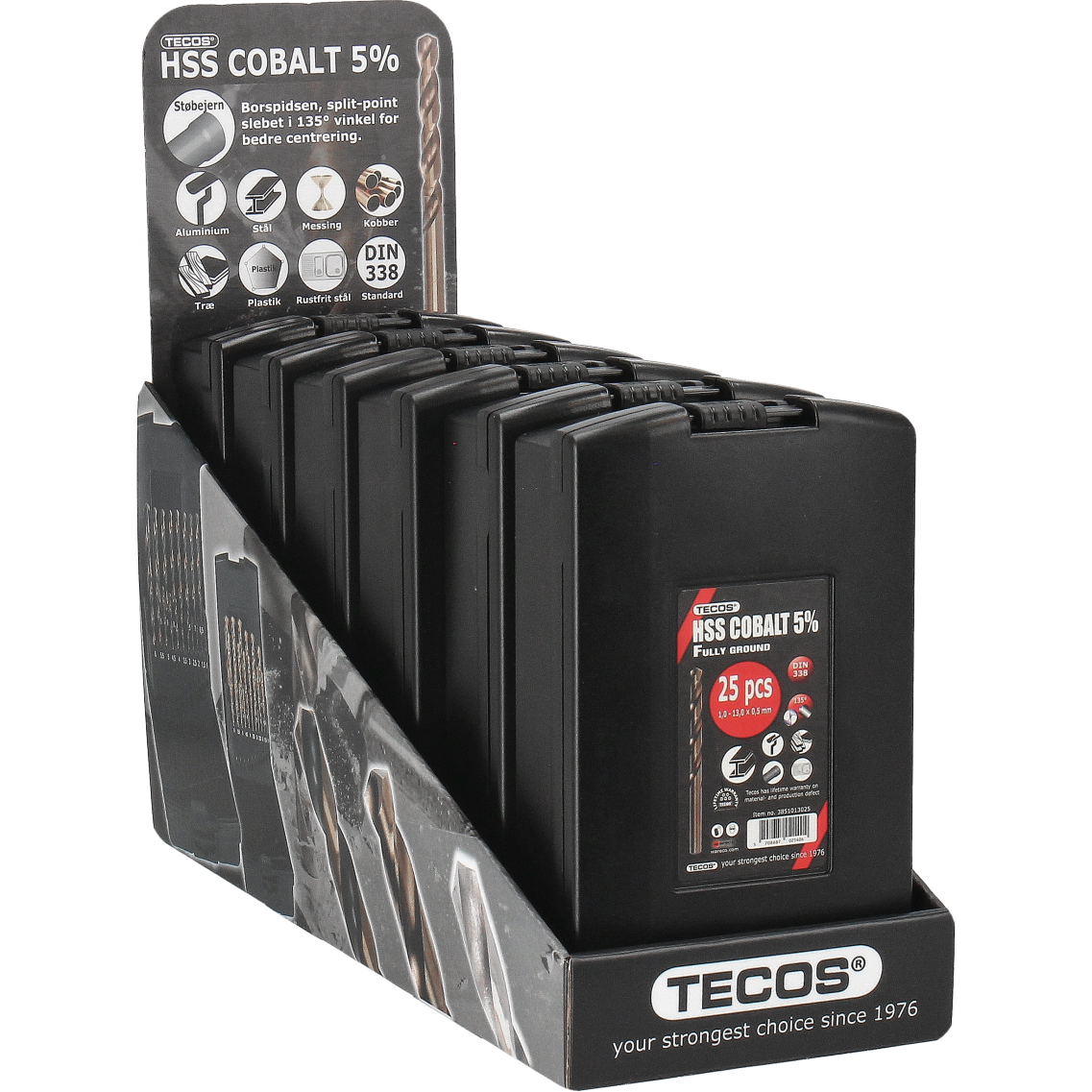 Tecos HSS bor Metallborsett, Kobolt 5% - 25 deler
