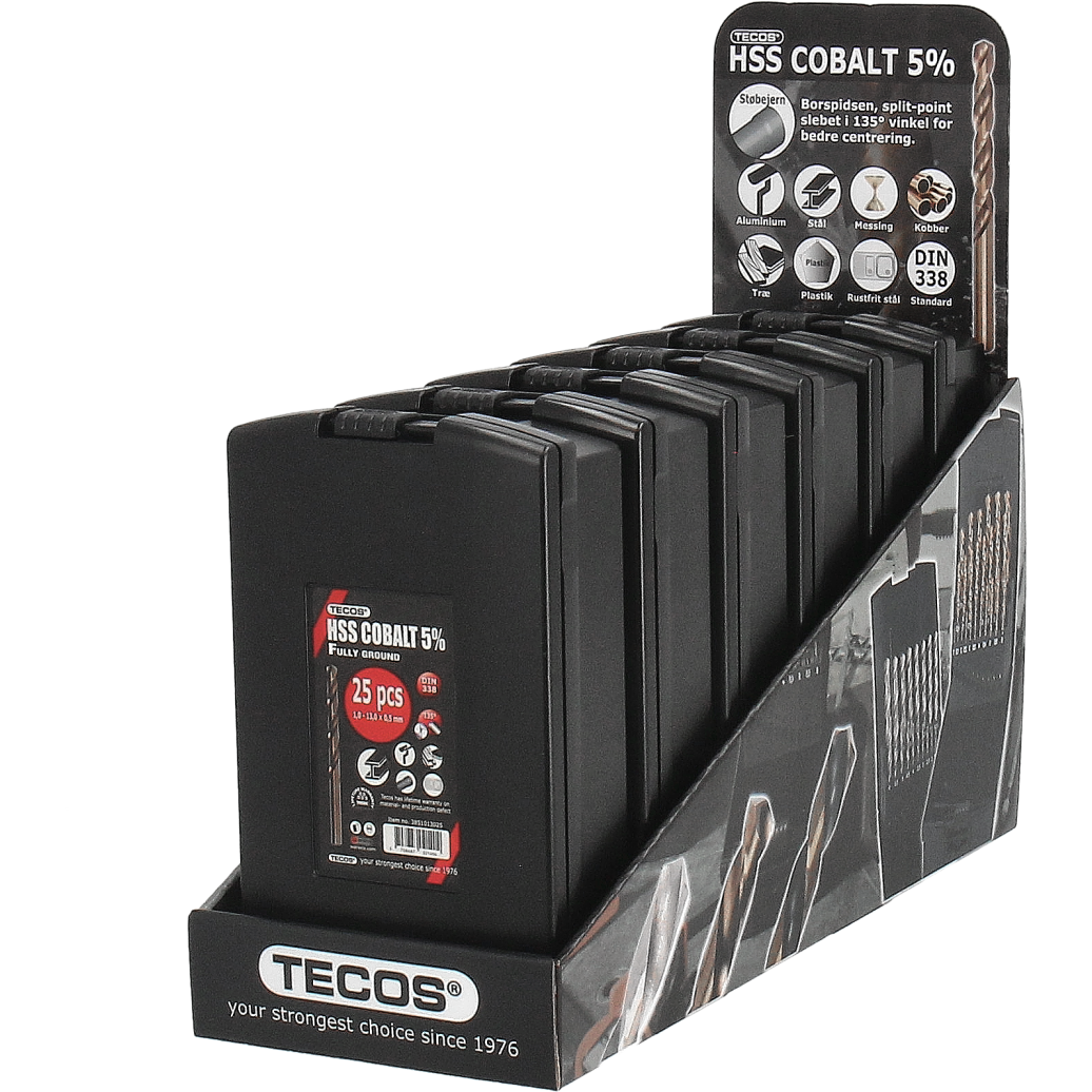 Tecos HSS bor Metallborsett, Kobolt 5% - 25 deler