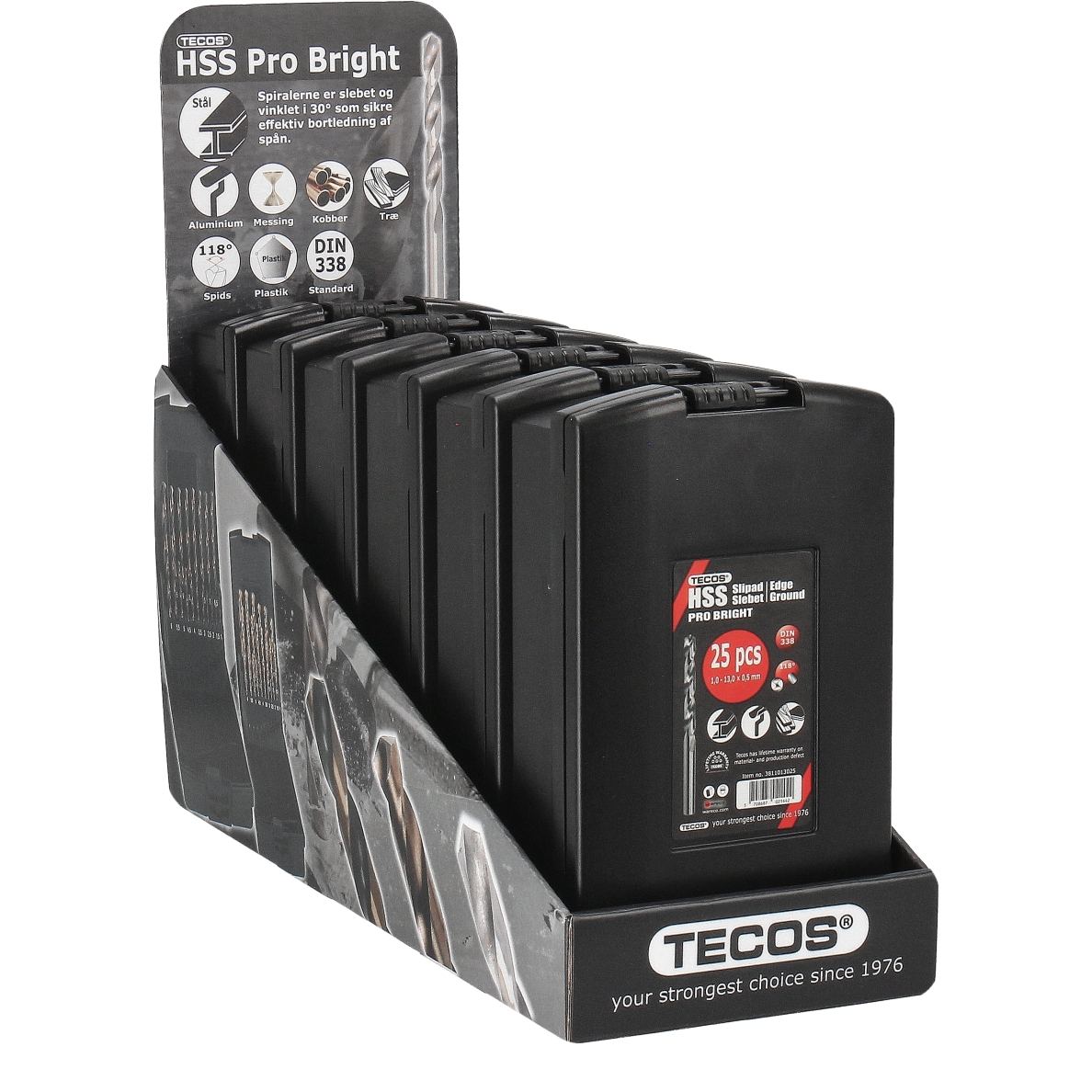 Tecos HSS bor metallborsett, Pro Bright - 25 deler: 1-13 mm