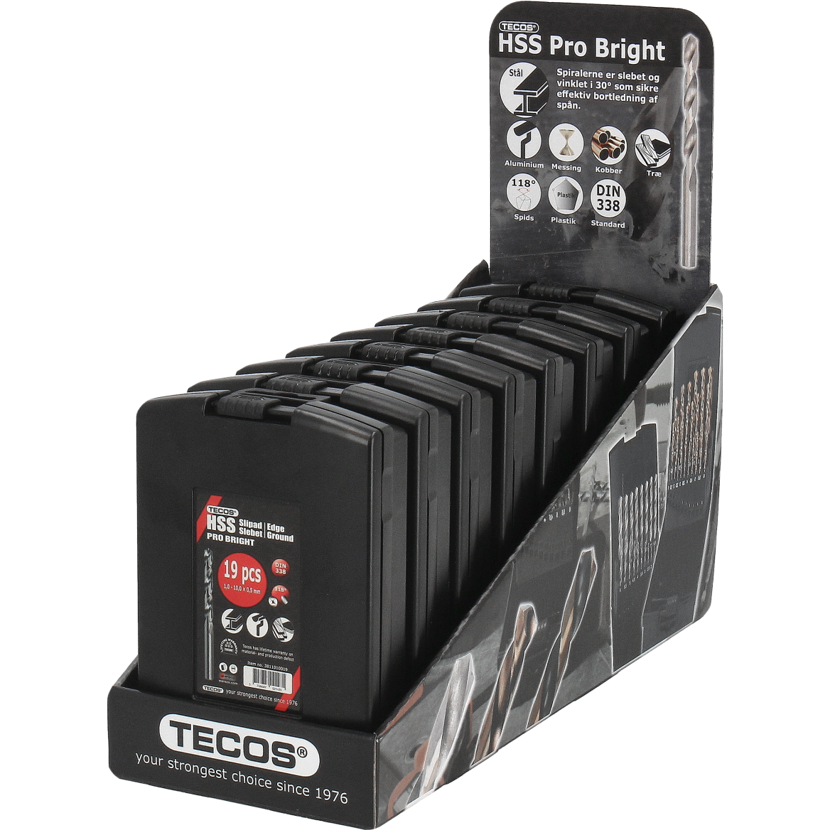 Tecos HSS bor metallborsett, Pro Bright - 19 deler: 1-10 mm