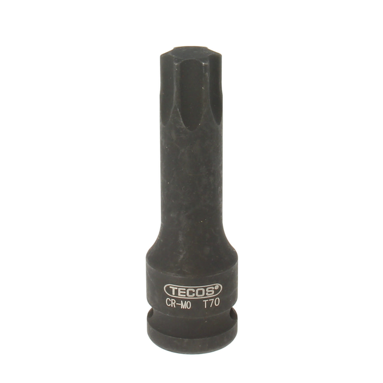 Detaljbilde av Tecos Kraftpipe Torx 1/2" x 55 mm lengde som viser finish, dimensjoner og bruksområde i praktisk arbeid. Beskrivelse Tecos Kraftpipe Torx 1/2" x 55 mm er en kraftig Torx-pipe for slagverktøy og muttertrekker. Relevante søkeord inkluderer Kraftpipe, 1/2, 55 mm, CrMo, kraftpipe, kraftpipe torx, profesjonelle verktøy, verkstedutstyr og NextPro.