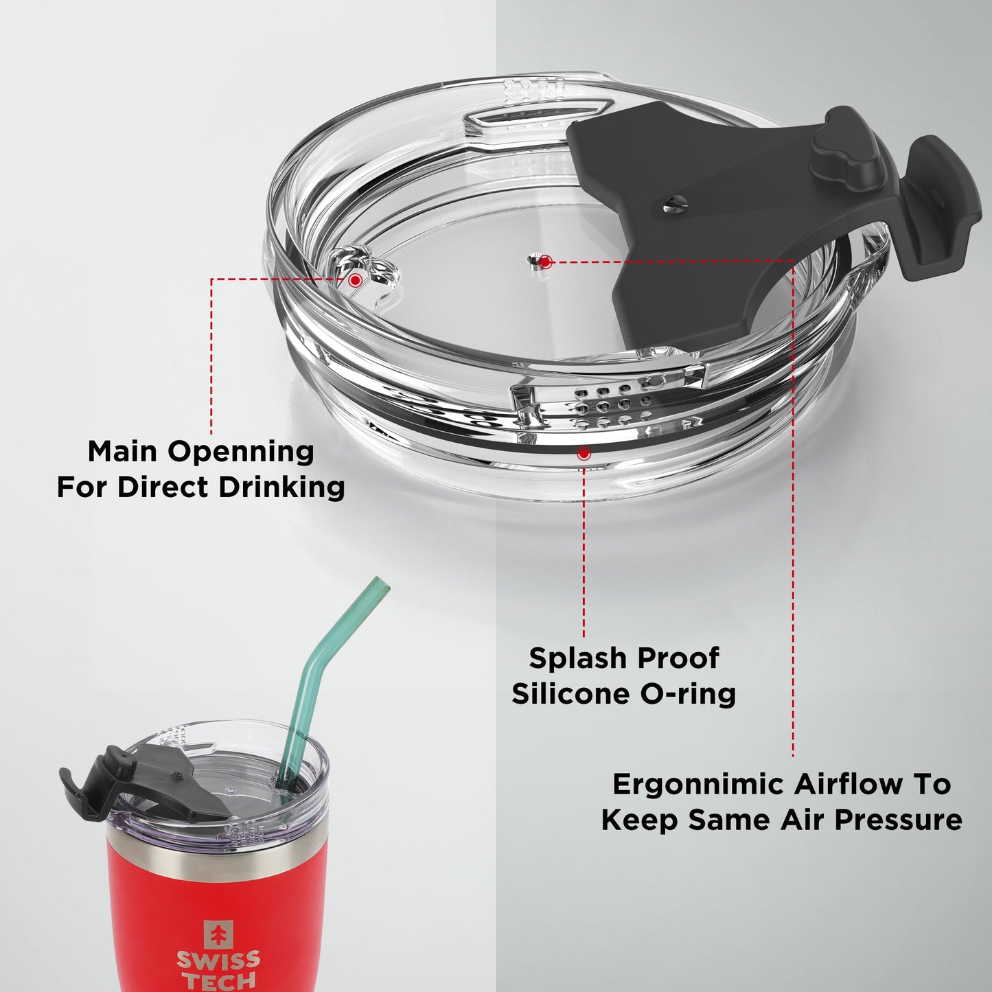 Swisstech 100% tett termokopp 590 ml - Rød