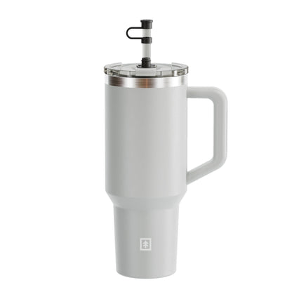 Zelda - Dusty Grey Swisstech drikkeflaske i rustfritt stål med keramisk overflate, BPA-fri, trippelveggisolasjon og 2-i-1 drikkealternativ for optimal drikkeopplevelse.