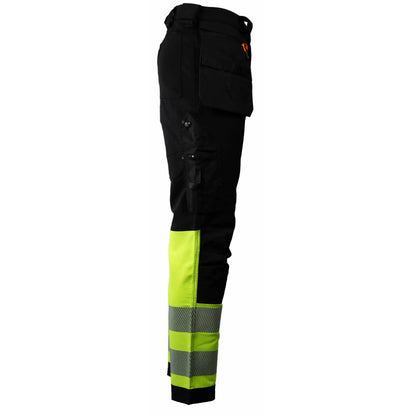 Tor Bukse 3X - funksjonell arbeidsbukse med kort benlengde, knelommer for knebeskyttere, avtagbare hengelommer, laget av resirkulert nylon og spandex, oppfyller EN 20471 klasse 1 synlighetskrav, slitesterk og komfortabel, perfekt for alle arbeidsforhold.