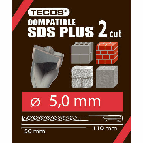 Tecos Hammerbor - SDS Plus, 5 × 110 mm, 2-Skjær