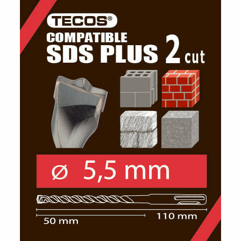 Tecos Hammerbor - SDS Plus, 5,5 × 110 mm, 2-Skjær