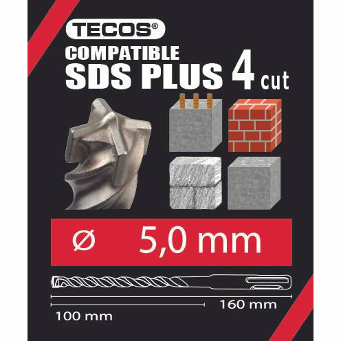 Tecos Hammerbor - SDS Plus, 5 × 160 mm, 4-Skjær