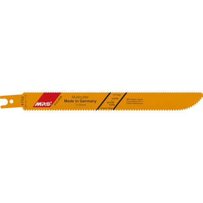   MPS Bajonettsagblad 4704, 200 mm trimetall sagblad med dobbeltsidig design, ideelt for kutting av tre, kryssfiner, MDF og glassfiber, perfekt for både profesjonelle og hobbyhåndverkere.