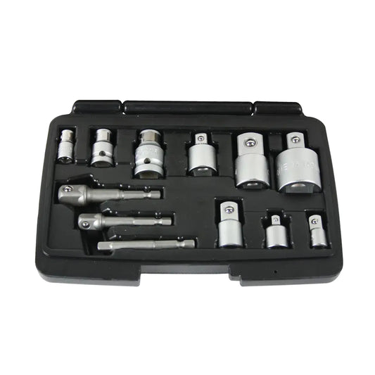 Tecos Adaptersett firkant 1/4", 3/8" og 1/2" – 9 deler | Pipeadapter og bitsholder