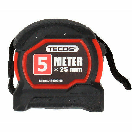 Tecos Målebånd, 5 meter - i stål