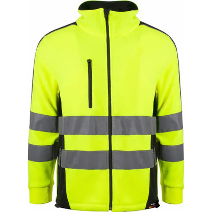 Tofarget unisex fleecejakke YOU 4698 Piteå Safety Gul med reflekser, glidelåslommer og CE-merket synlighetsklasse 3, perfekt for vinterbruk og helårsarbeid.