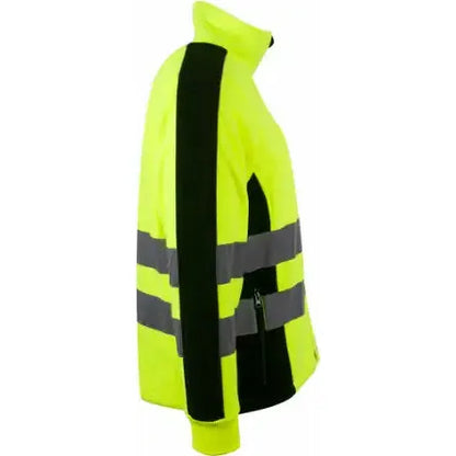 Tofarget unisex fleecejakke YOU 4698 Piteå Safety Gul med reflekser, glidelåslommer og CE-merket synlighetsklasse 3, perfekt for vinterbruk og helårsarbeid.