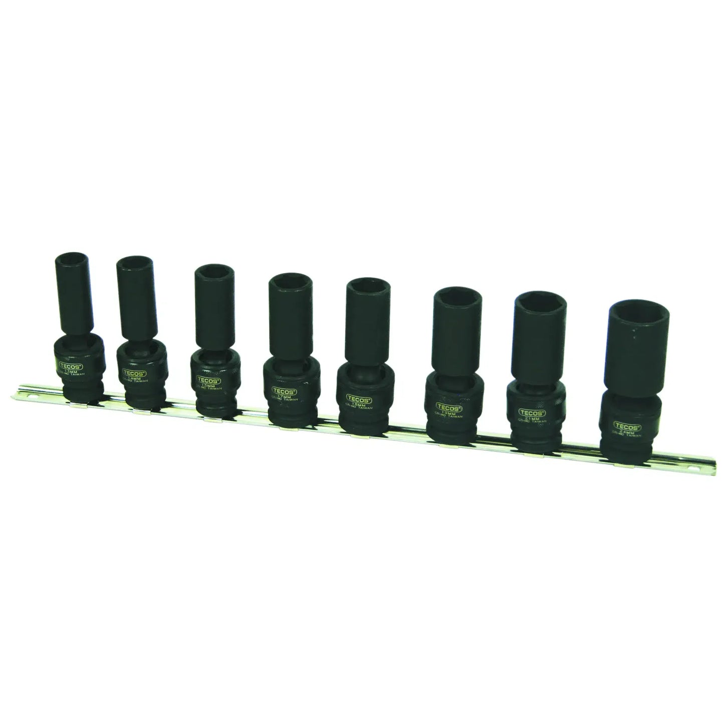 Detaljbilde av Tecos Krafttoppsett 1/2" med kuleledd 8 deler som viser finish, dimensjoner og bruksområde i praktisk arbeid. Beskrivelse Kraftig og profesjonelt krafttoppsett fra Tecos, utviklet for krevende bruk i verksted og industri. Relevante søkeord inkluderer kraftpipesett, 1/2 pipe, kraftpipe, kraftpipe lang, kraftpipesett, pipesett, profesjonelle verktøy, verkstedutstyr og NextPro.