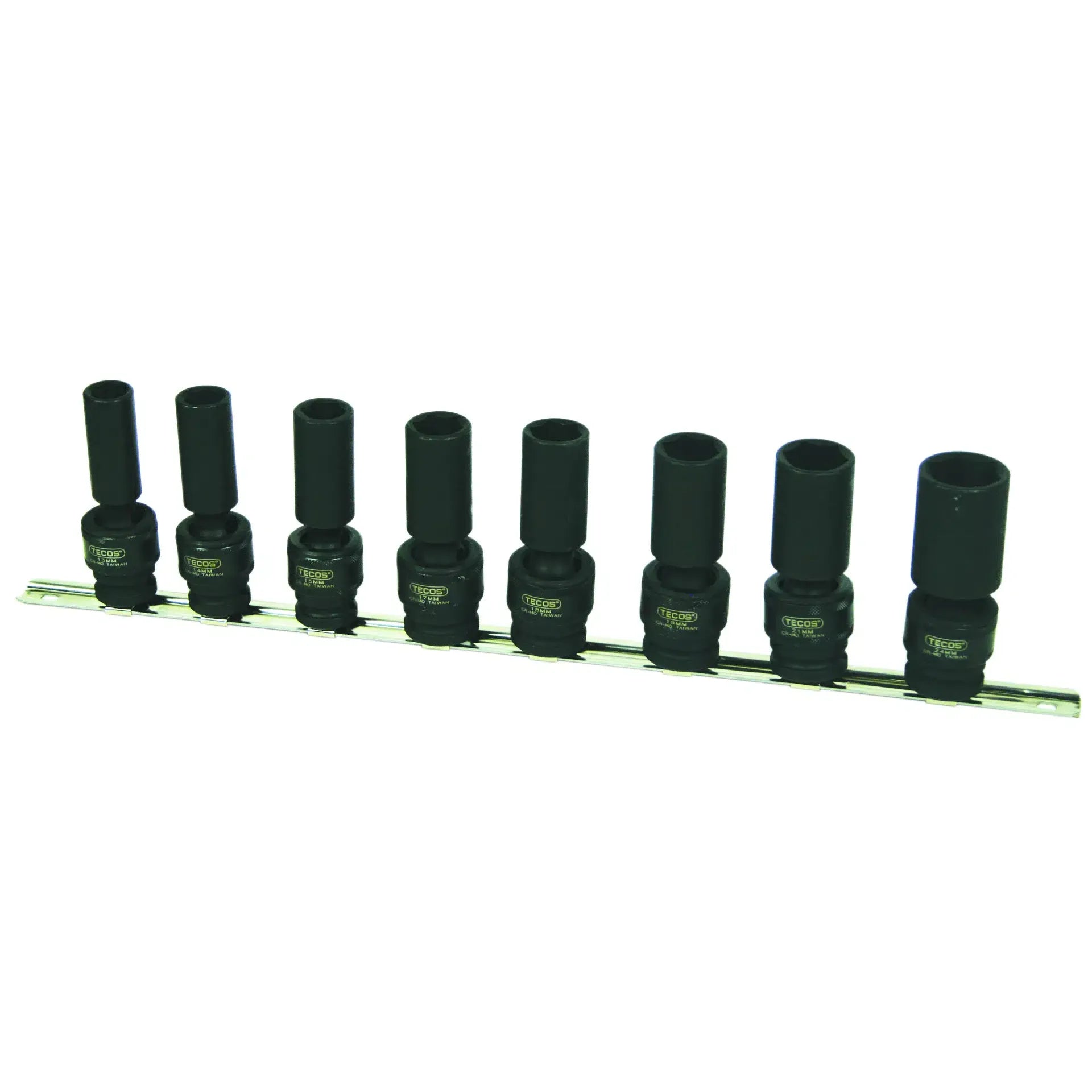 Detaljbilde av Tecos Krafttoppsett 1/2" med kuleledd 8 deler som viser finish, dimensjoner og bruksområde i praktisk arbeid. Beskrivelse Kraftig og profesjonelt krafttoppsett fra Tecos, utviklet for krevende bruk i verksted og industri. Relevante søkeord inkluderer kraftpipesett, 1/2 pipe, kraftpipe, kraftpipe lang, kraftpipesett, pipesett, profesjonelle verktøy, verkstedutstyr og NextPro.