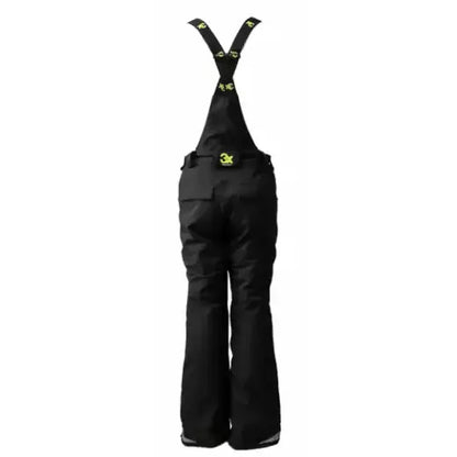   "3X Aragat Unisex Bukse Foret i sort, laget av stretchmateriale med funksjonelt design, perfekt for vinteraktiviteter, med forsterkede knær, glidelås nederst, og seler over skuldrene."