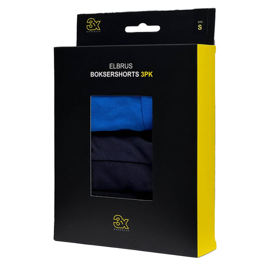 Elbrus Unisex Boksershorts 3PK Sort/Blå/Marine - størrelse S