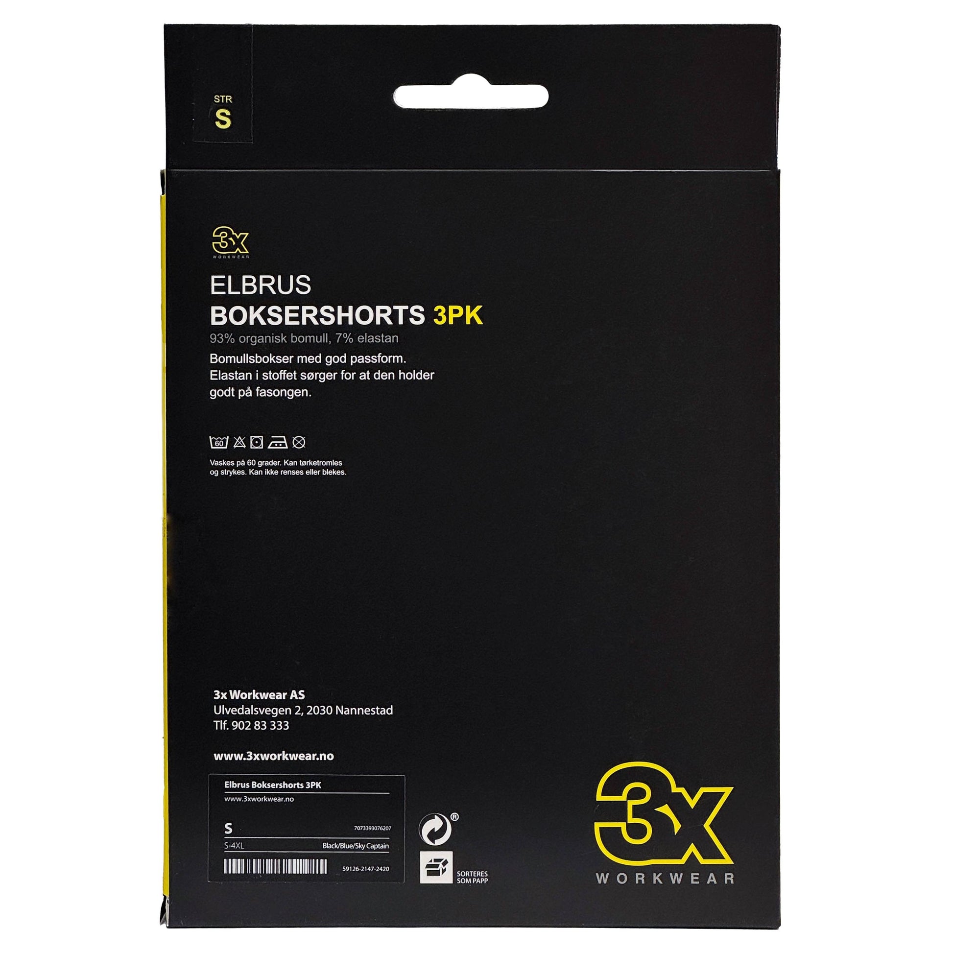 Elbrus Unisex Boksershorts 3PK Sort/Blå/Marine - størrelse M