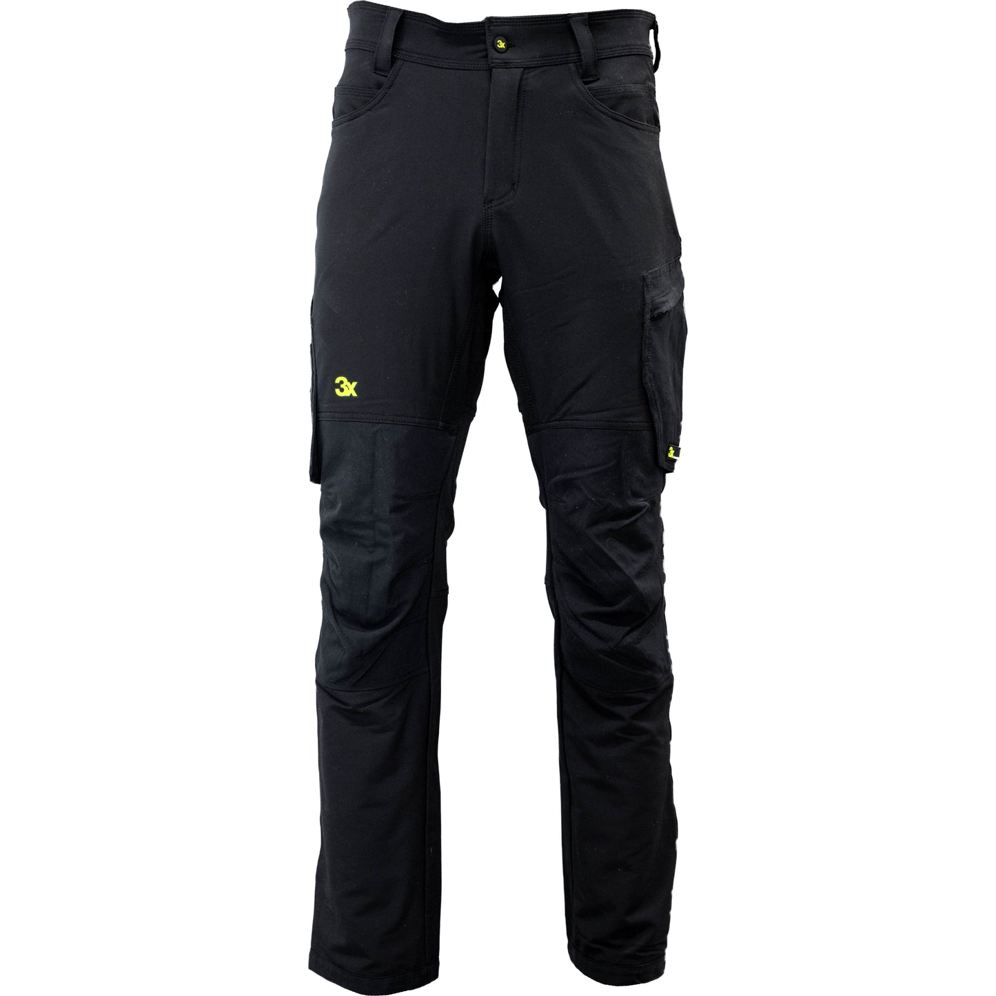 3X. Pizol Bukse Uforet Standard ben med knelomme Softshell Sort