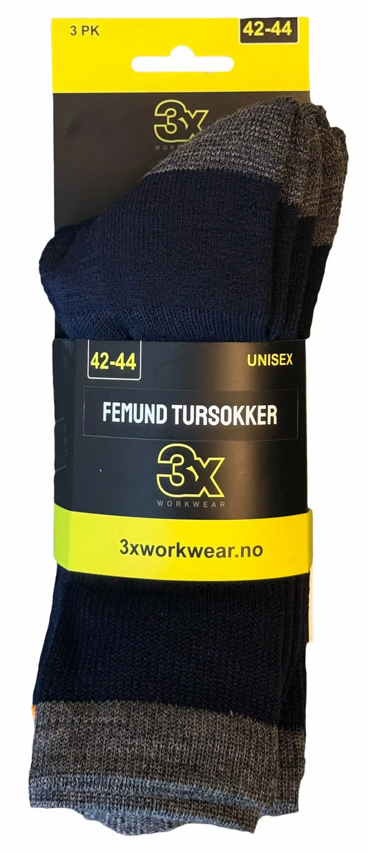 3pk Femund Unisex Tursokker Mørk Blå/Koksgrå