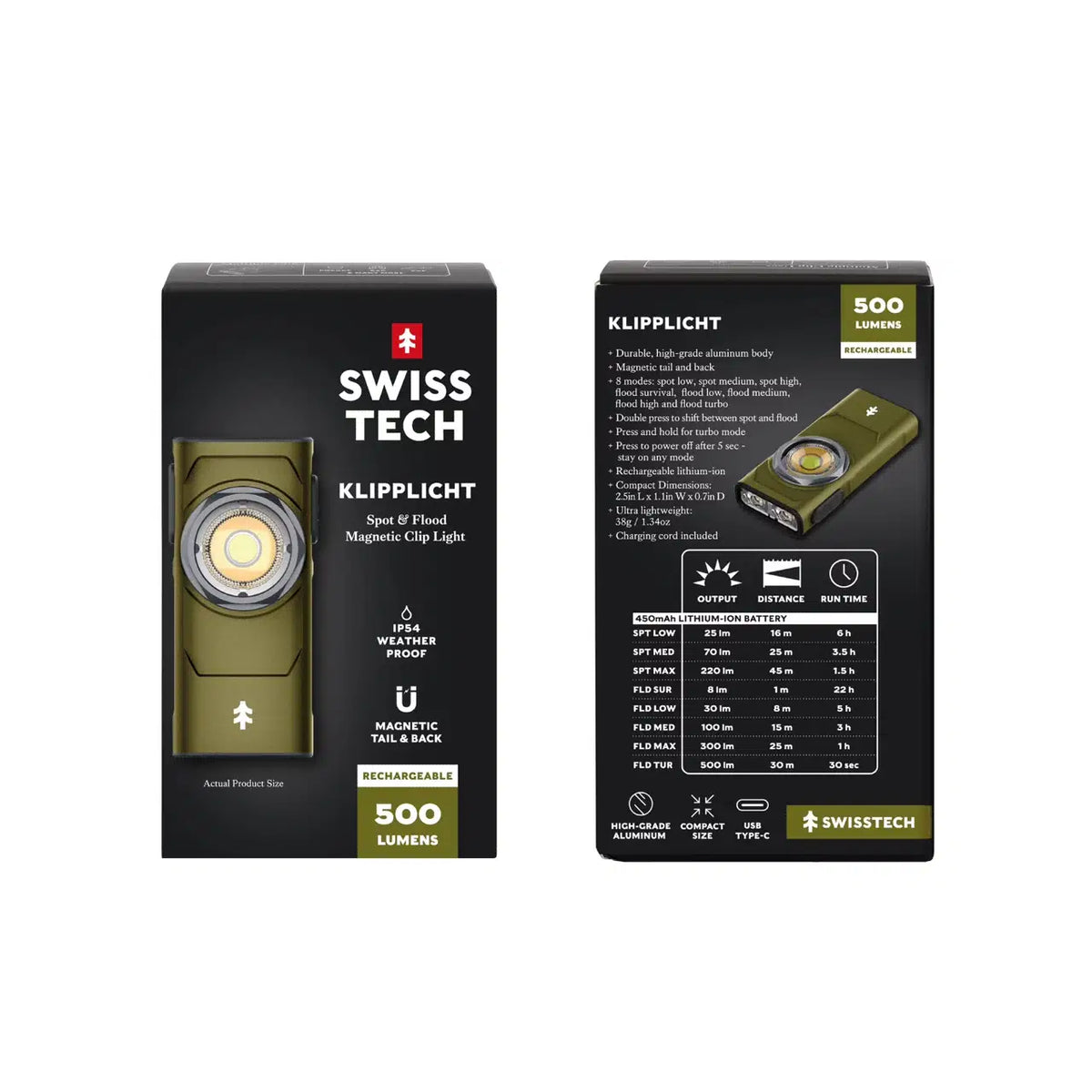 SwissTech Klipplicht – 500 lumen magnetisk klipslykt