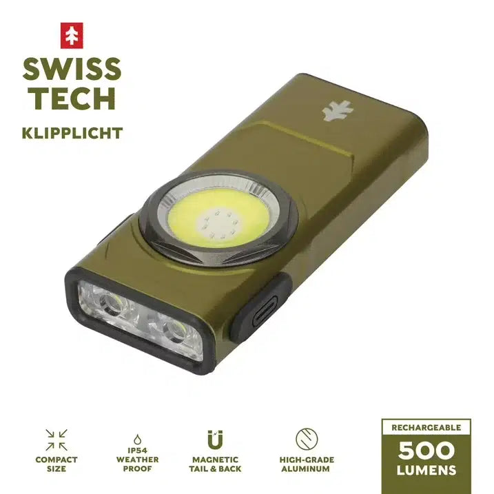 SwissTech Klipplicht – 500 lumen magnetisk klipslykt