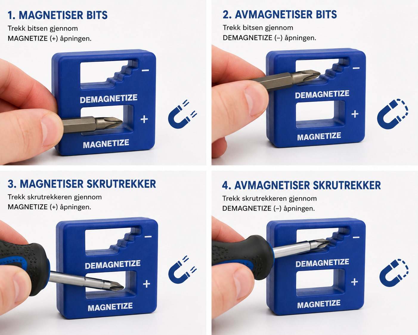 Magnetiseringsblokk for bits og skrutrekkere