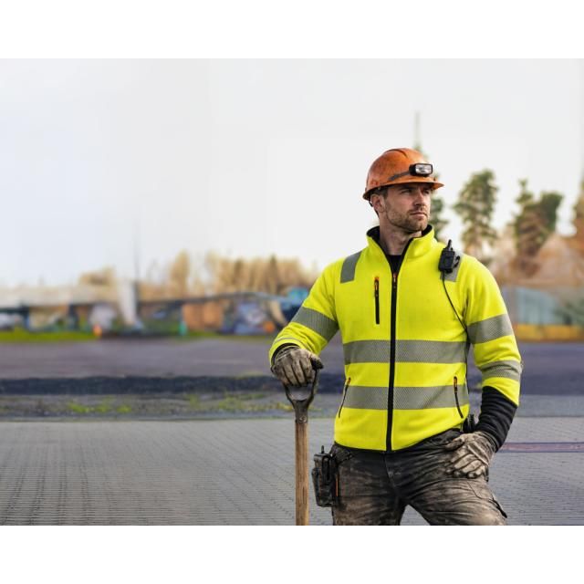 Tor Jakke Strikket Fleece Kl. 3 - Fluoriserende gul/sort
