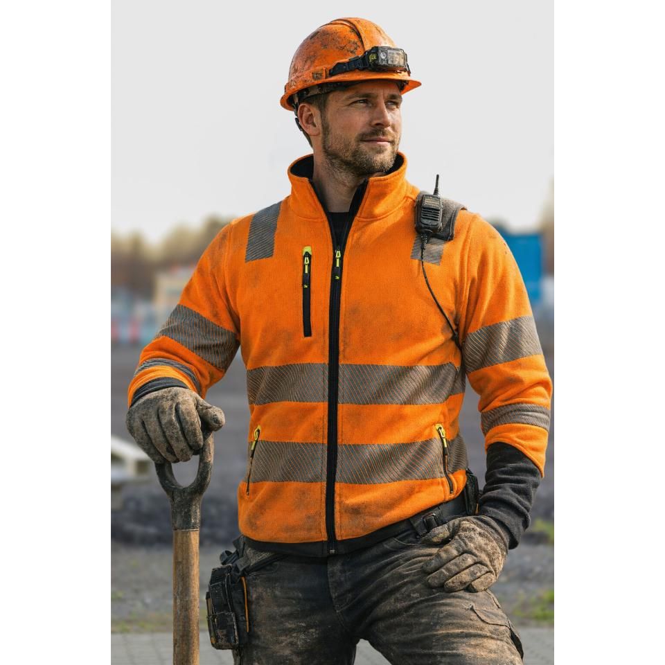 Tor Jakke Strikket Fleece Kl. 3 - Fluoriserende orange/sort