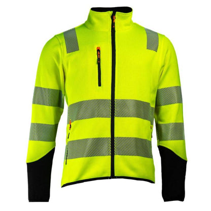 Tor Jakke Strikket Fleece Kl. 3 - Fluoriserende gul/sort