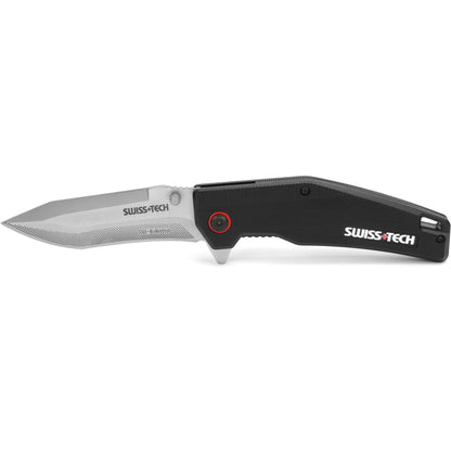   "SwissTech foldekniv - G10 med rustfritt stål og wolframkarbidbelegg, sammenleggbar design, G10 glassfiber håndtak for godt grep, 8,89 cm blad, ideell for profesjonell og fritidsbruk."