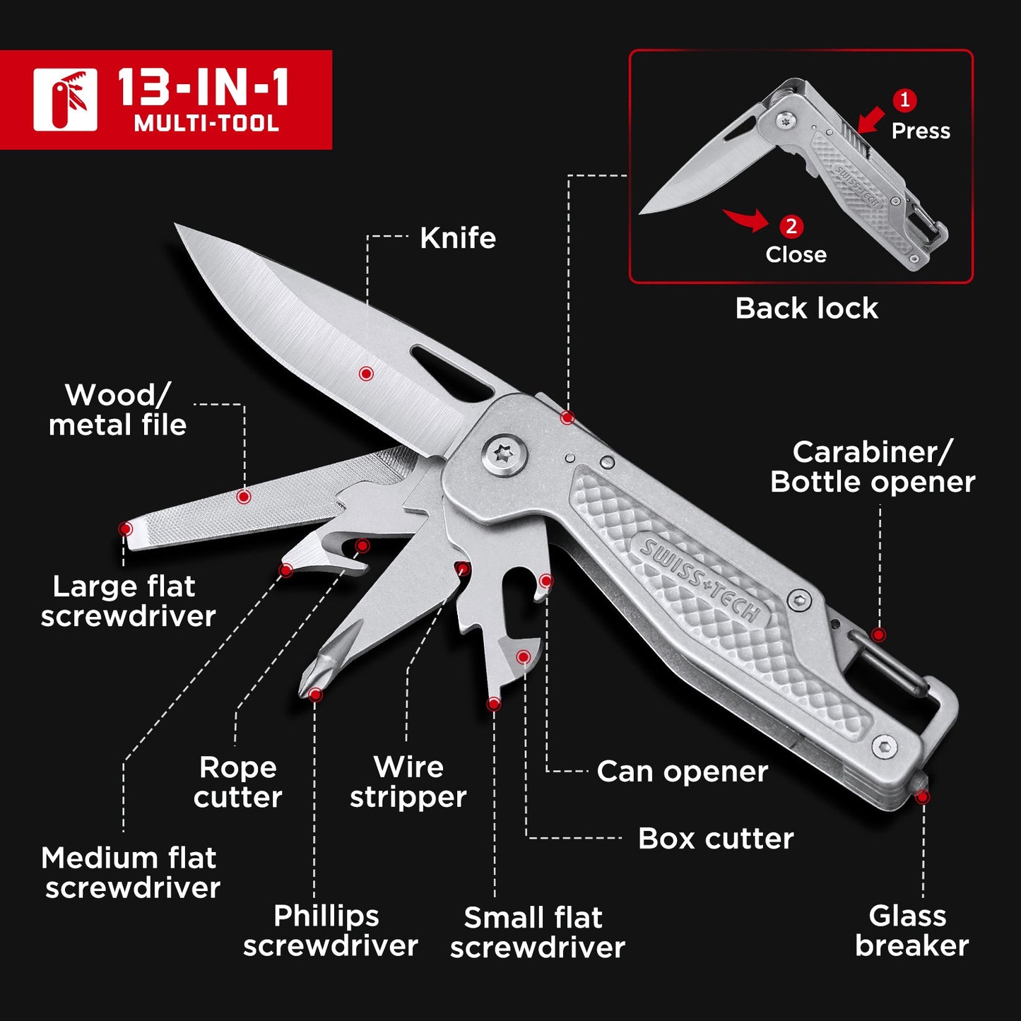 Swisstech Multiverktøy Kniv - 13 Funksjoner